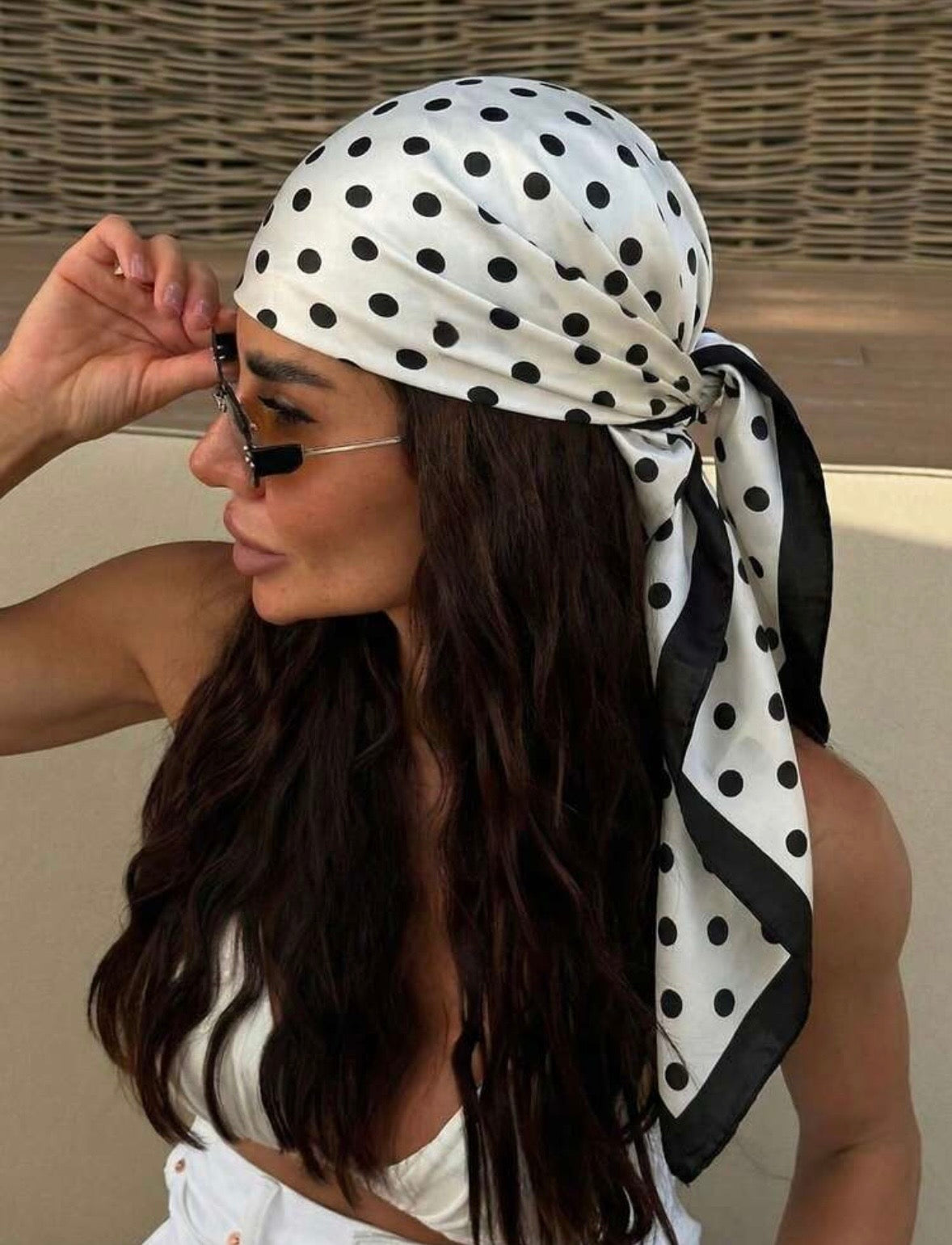 “Polka Silk” Black Scarf