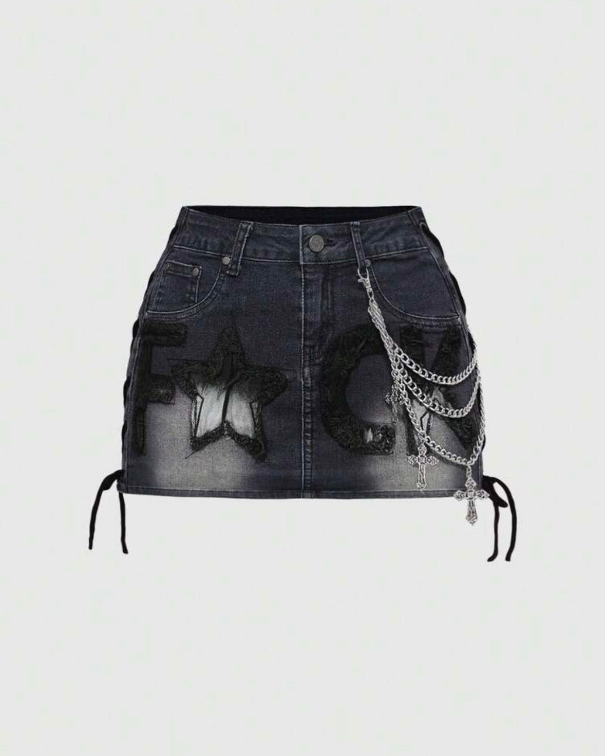 “Flick Star” Red Denim Skirt