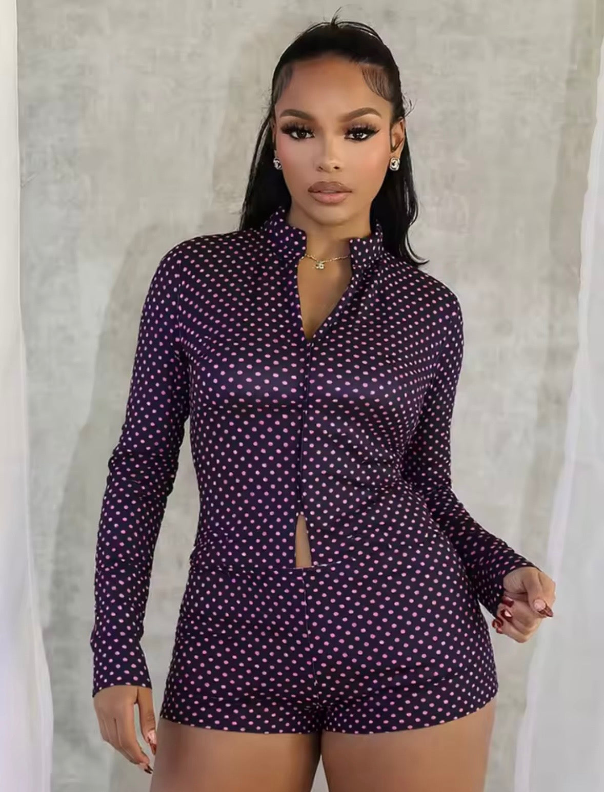“Luxe Polka Dot” Purple 2 Piece Set