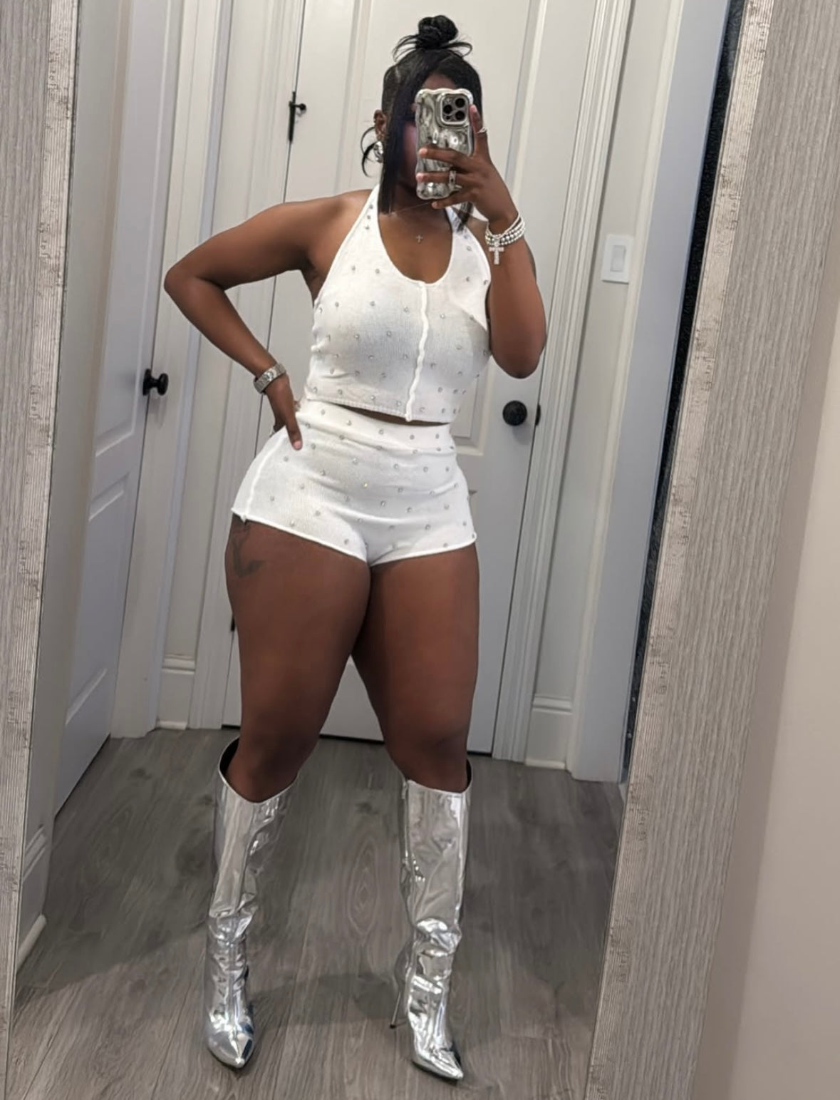 “Diamond Drop” White 2 Piece