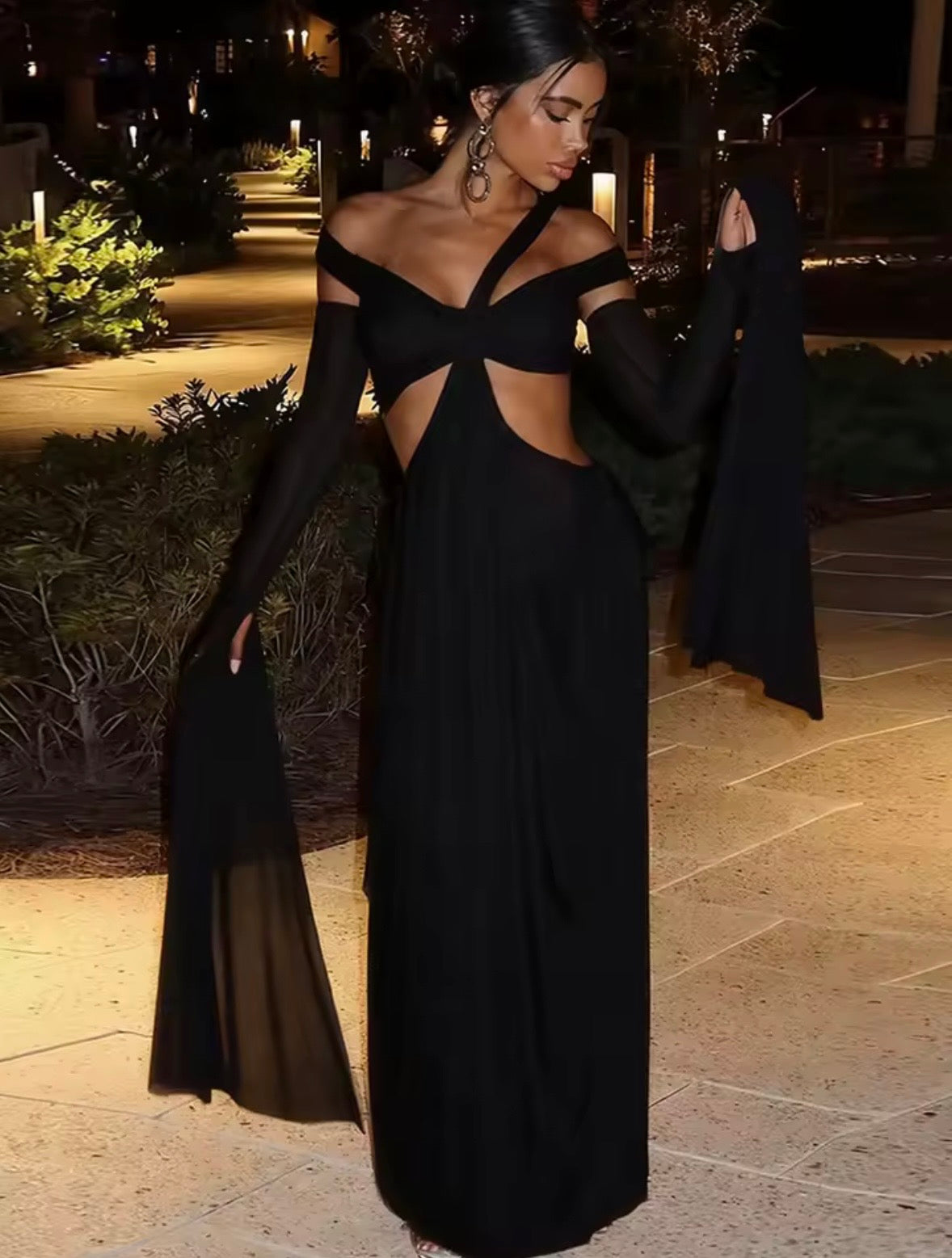 “Let It Flow” Black Dress