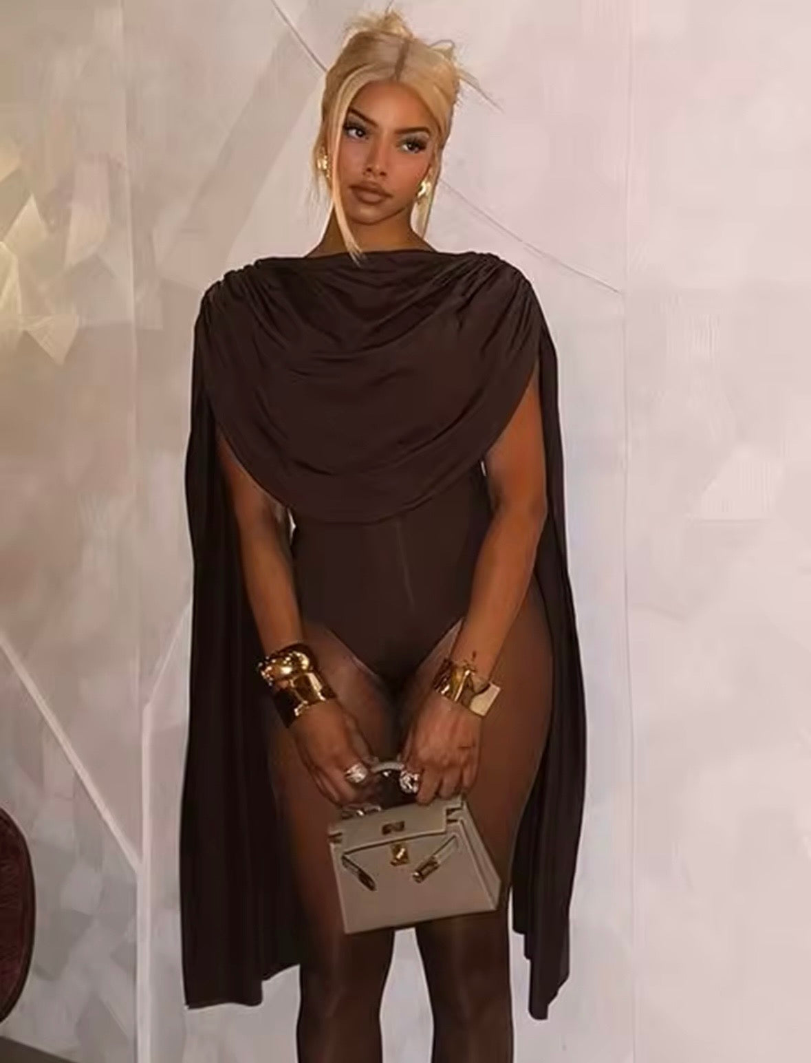 “Tassle Swan” Brown Bodysuit