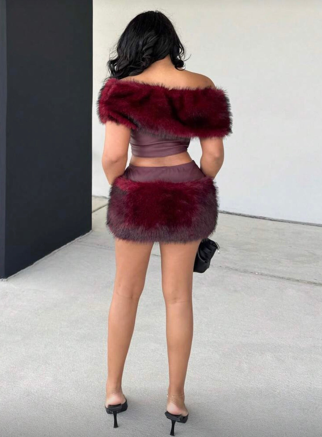 “Bardi Furr” Burgundy 2 Piece Set