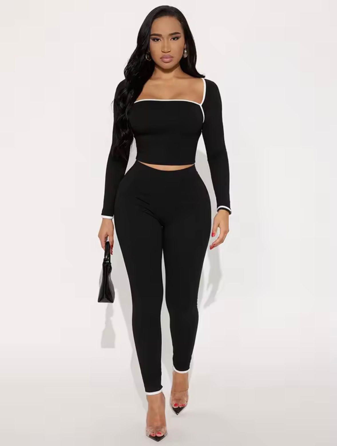 “Curve Line” Black 2 Piece Set