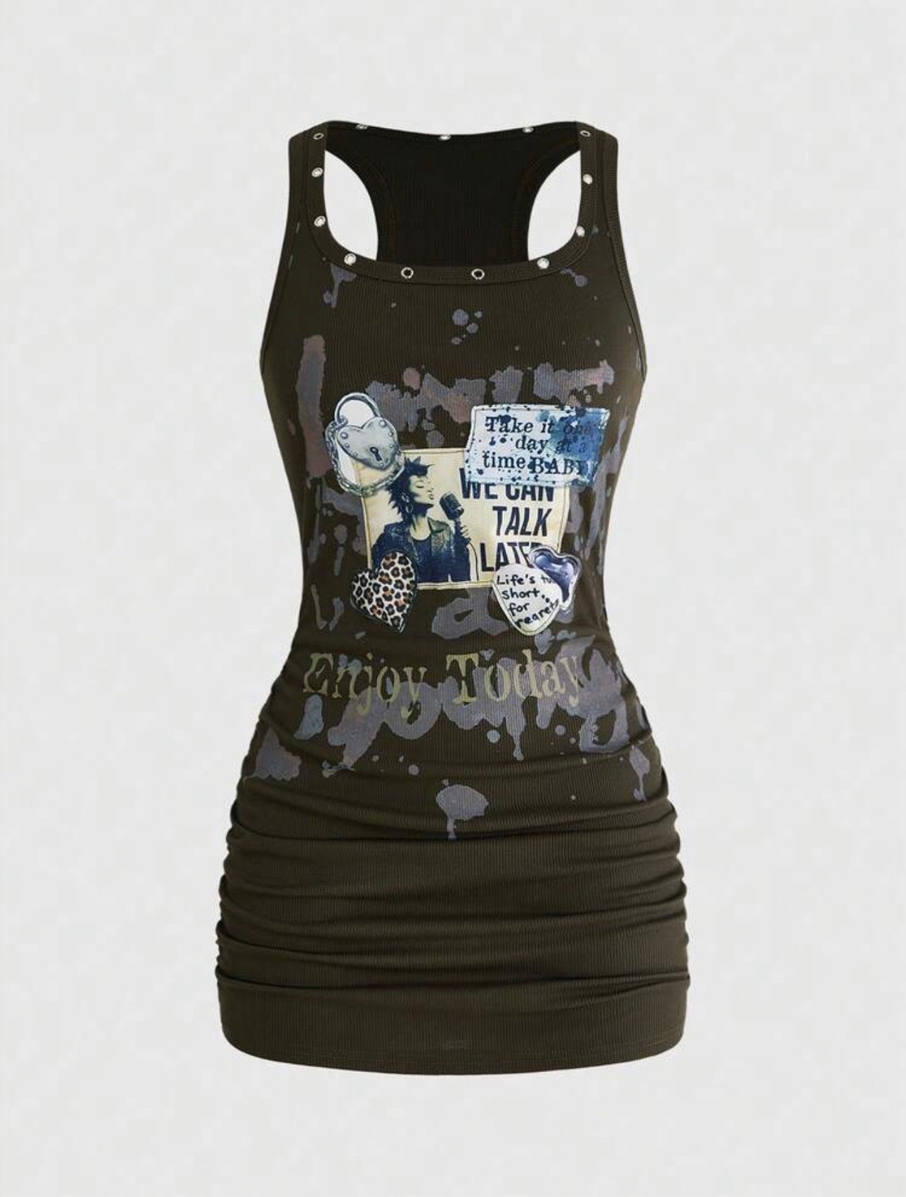 “Enjoy Today” Dark Green Dress