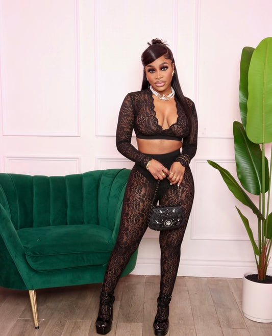 “Miss Me” Lace Black 2 Piece Set