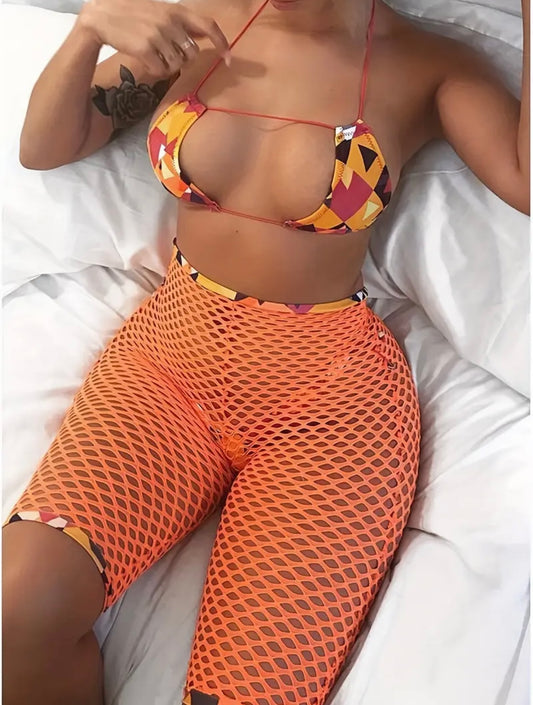“Licorice” Orange 3 Piece Swimsuit