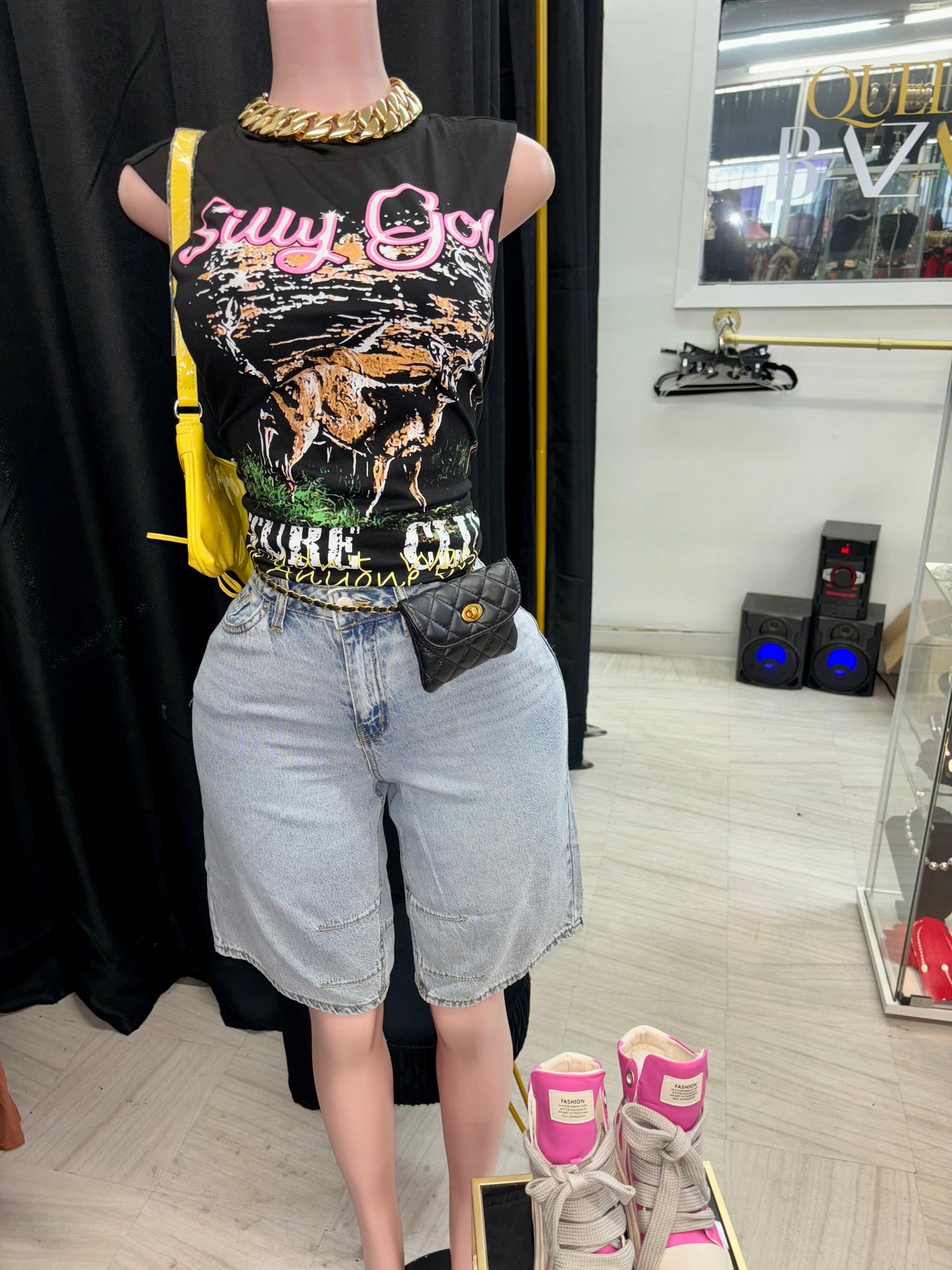 “Silly” Black Graphic Top