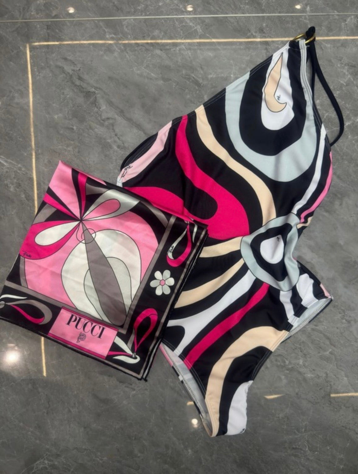 “Pucci” Hot Pink 3 Piece Swimsuit