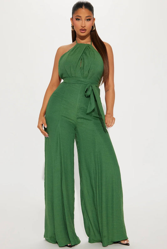 “Monica” Green Jumpsuit