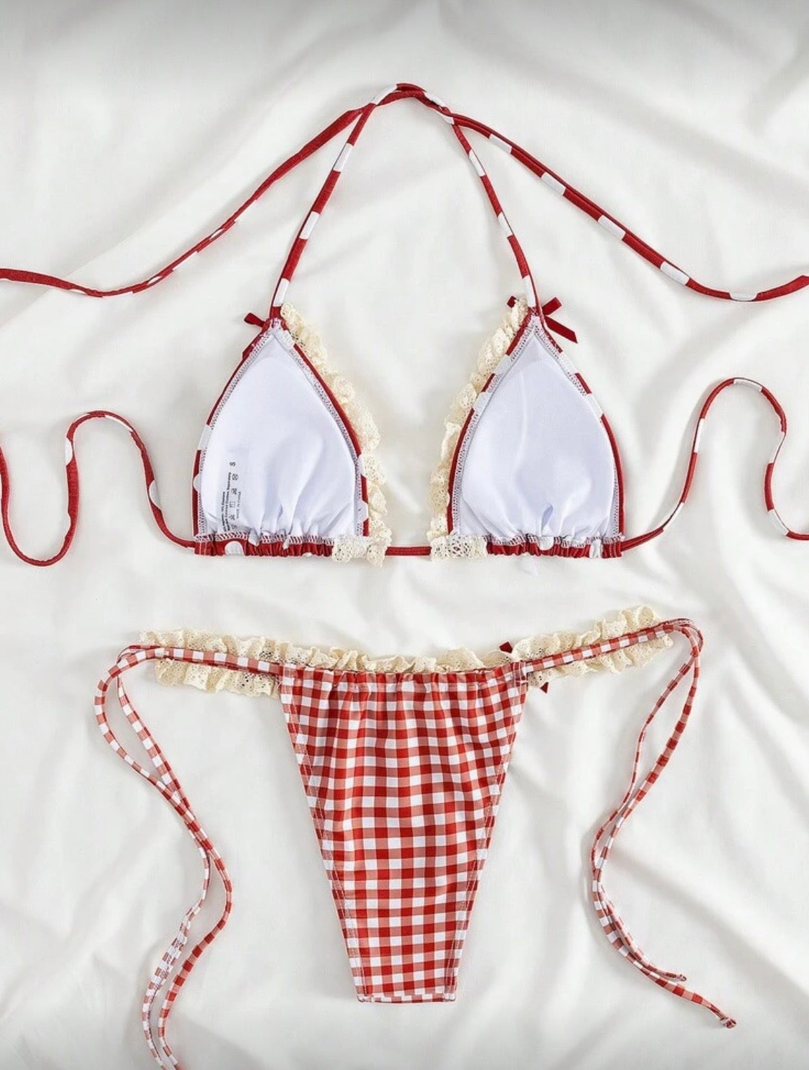 “Polka Lace” Red 2 Piece Swimsuit