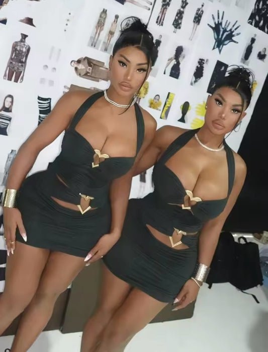 “Double Heart” Black Dress