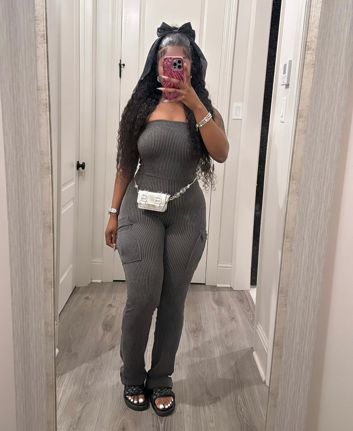 “Lori” Charcoal Jumpsuit