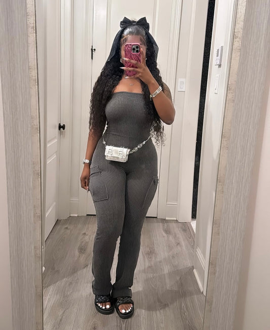 “Lori” Charcoal Jumpsuit