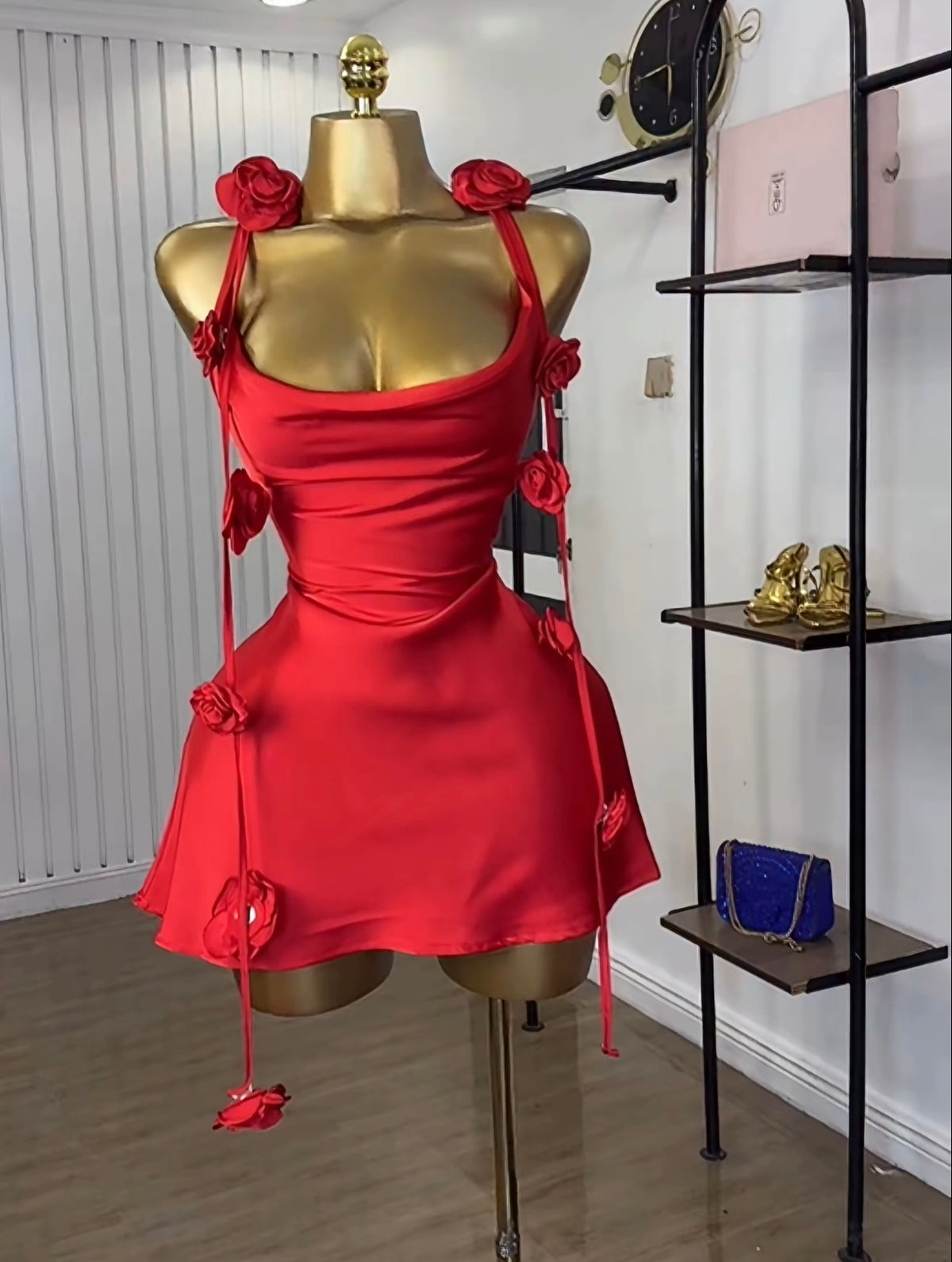 “Rose Petals” Black Dress