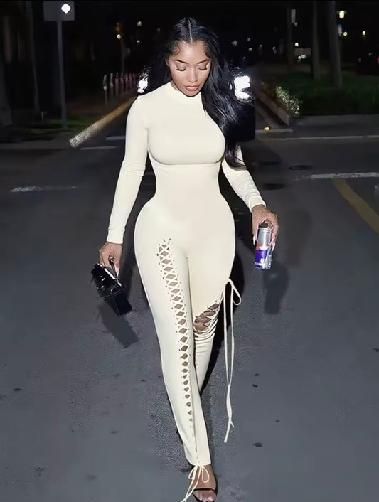 “String Me Up” Nude Jumpsuit