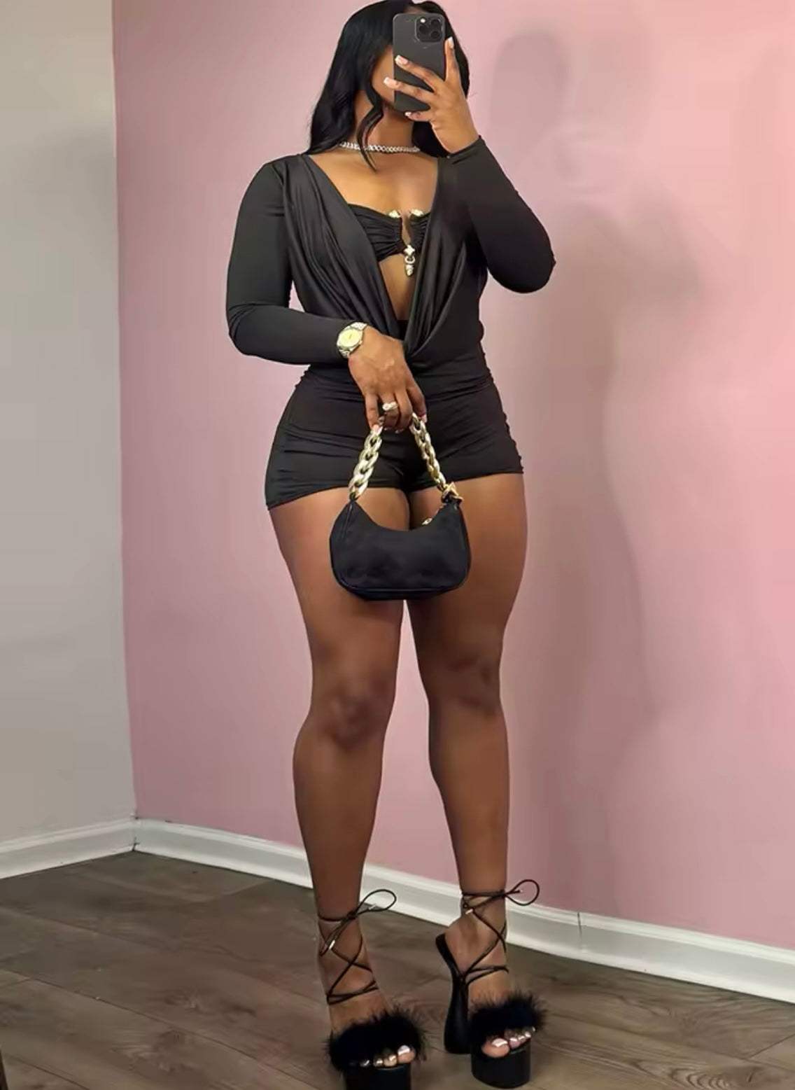 “Nadia” Black Romper