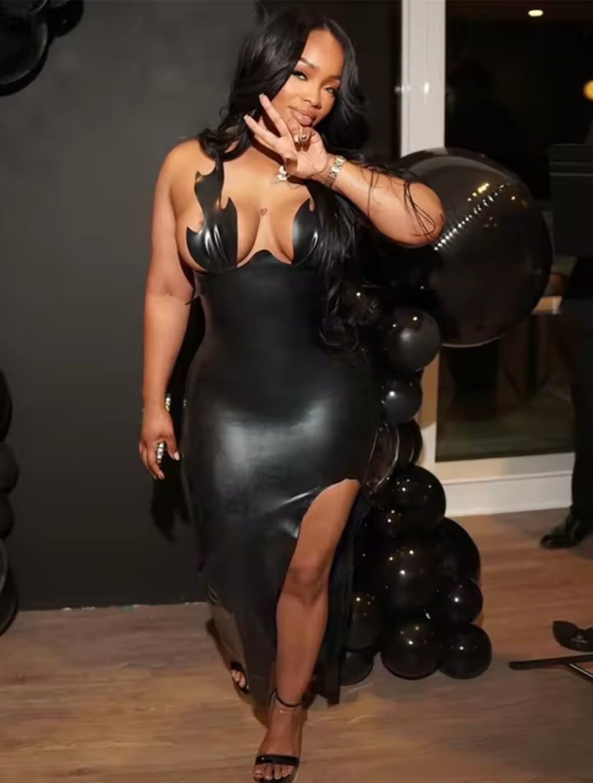“She Devil” Black Leather Dress