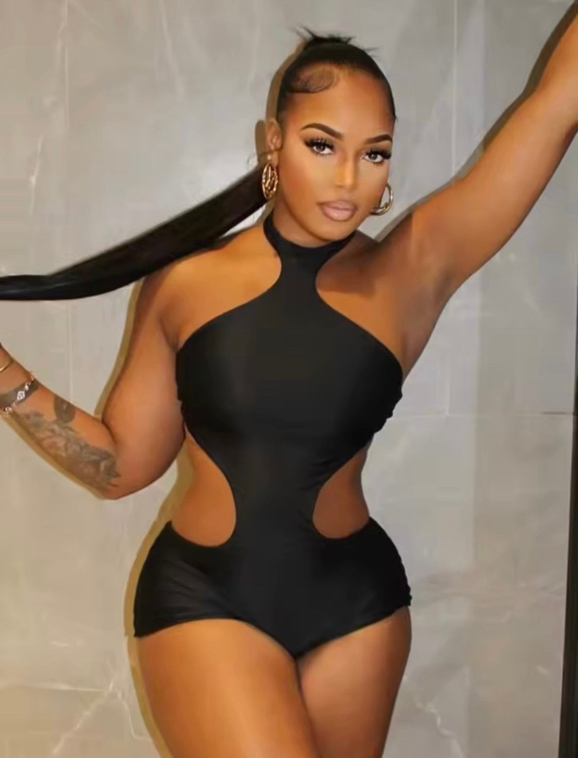 “Feeling Myself” Brown Romper