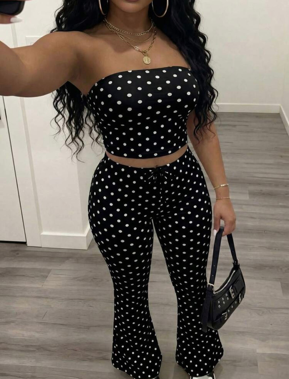 “Polka Lee” Black 2 Piece Set