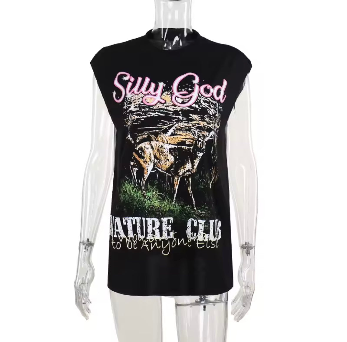 “Silly” Black Graphic Top