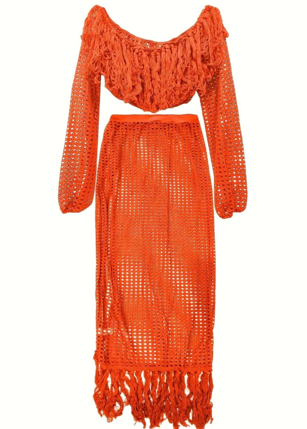 “Tassle Waves” Orange 2 Piece Set