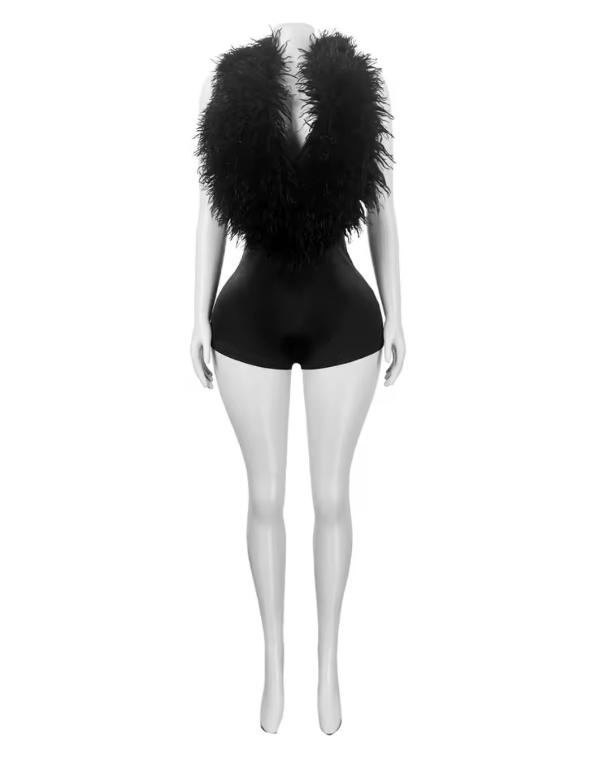 “Scarlet Furr” Black Romper