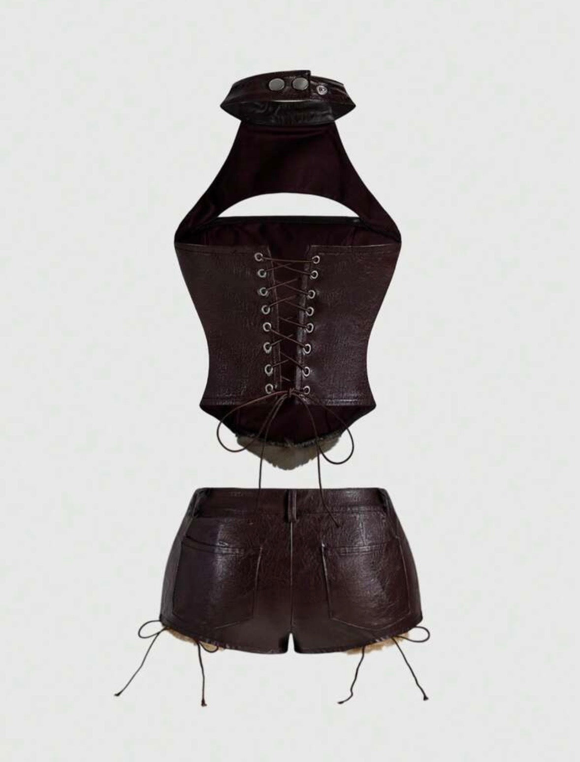 “Lizzo Leather” Furr Brown 2 Piece Set