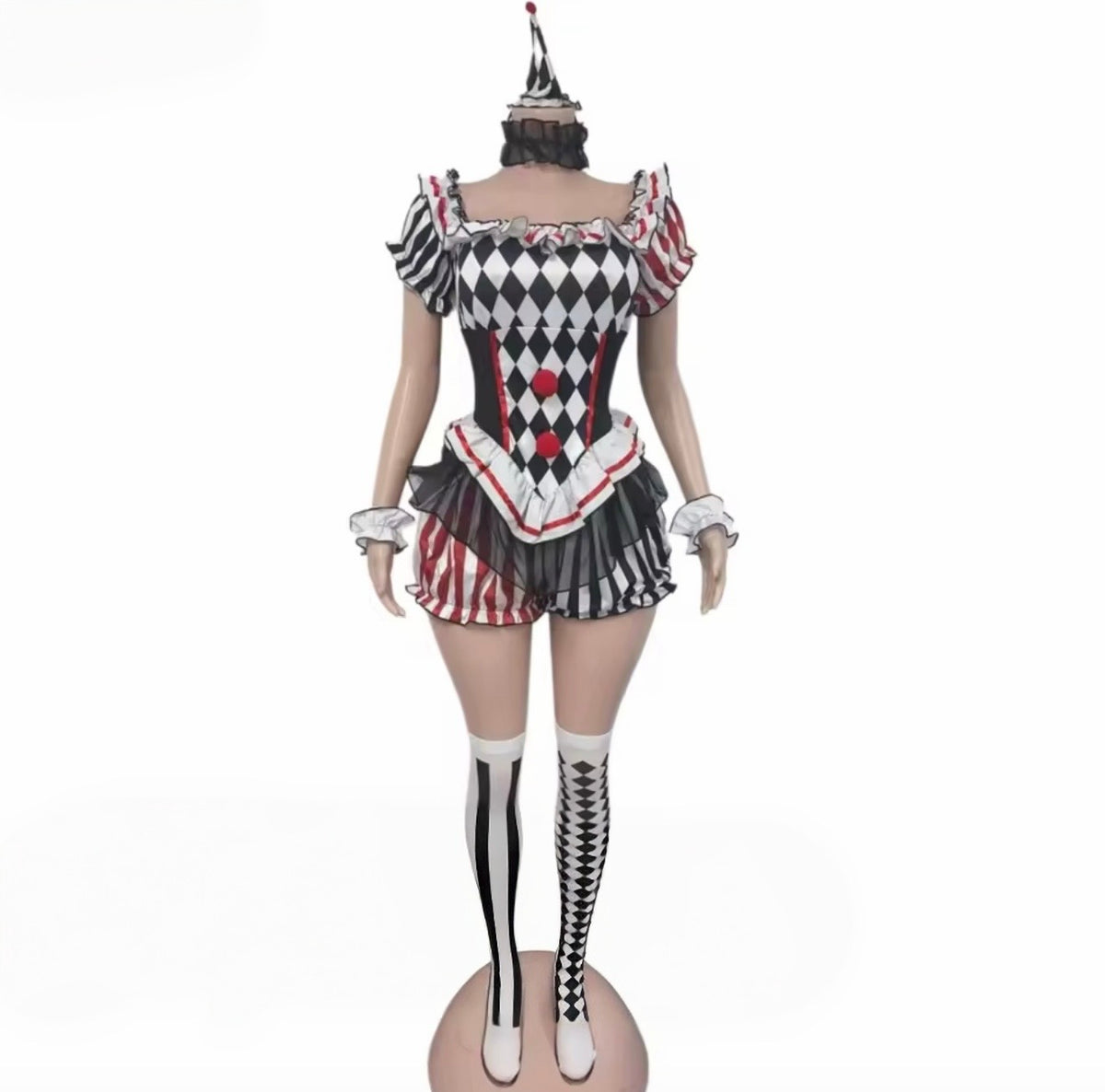 “Harlequin Hottie” Multicolor 4 Piece Costume Set
