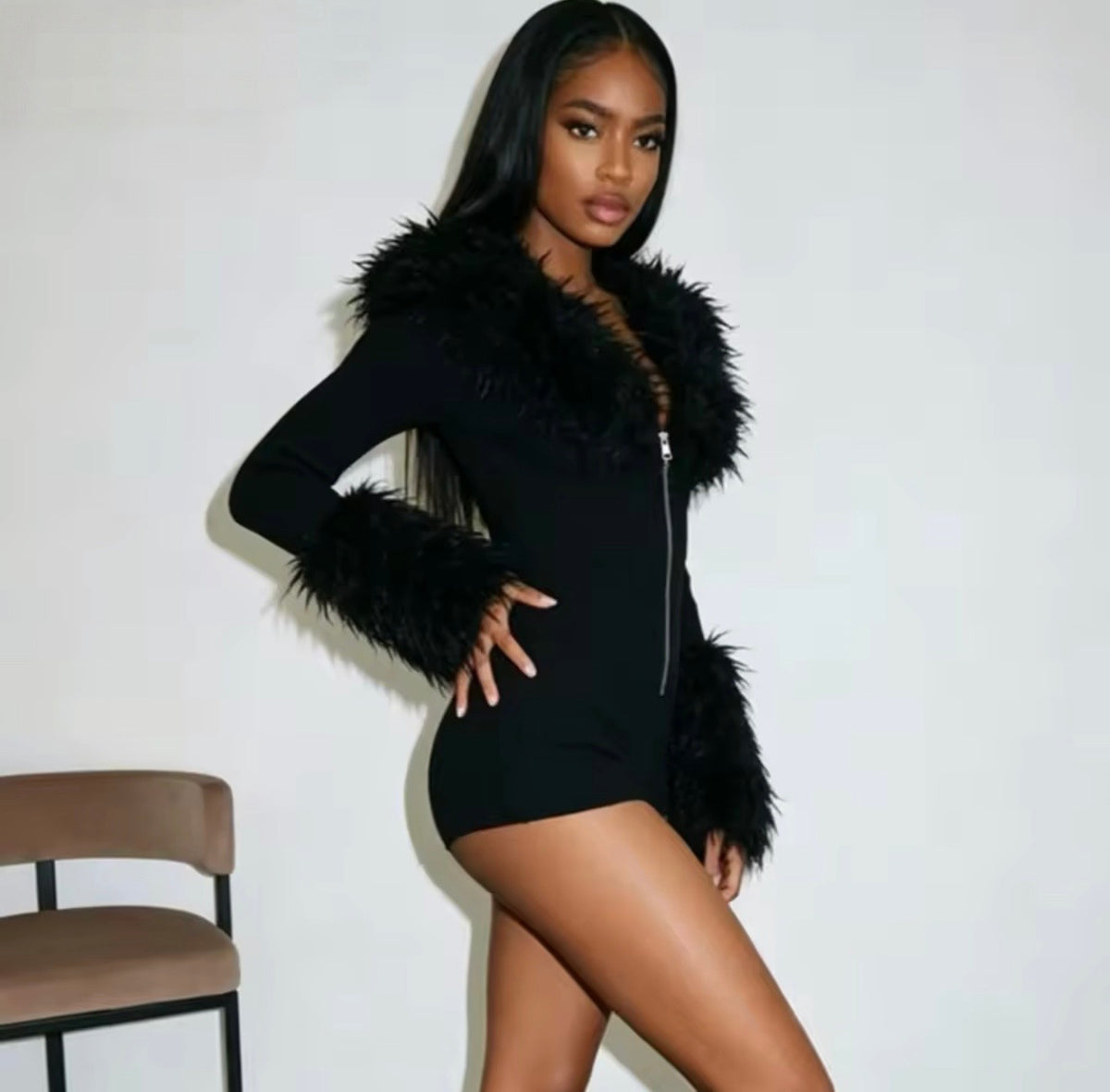 “Furr The Attention” Burgundy Romper