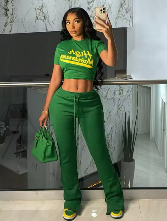 “High Maintenance” Green 2 Piece Set