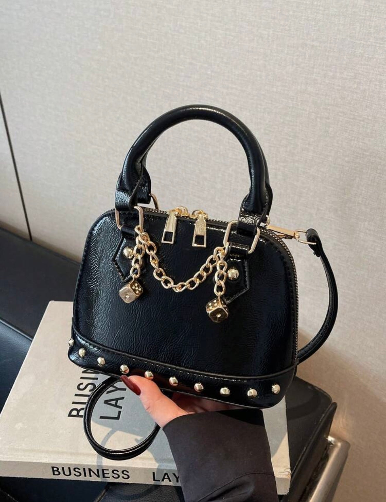 “Chain Game” Black Handbag