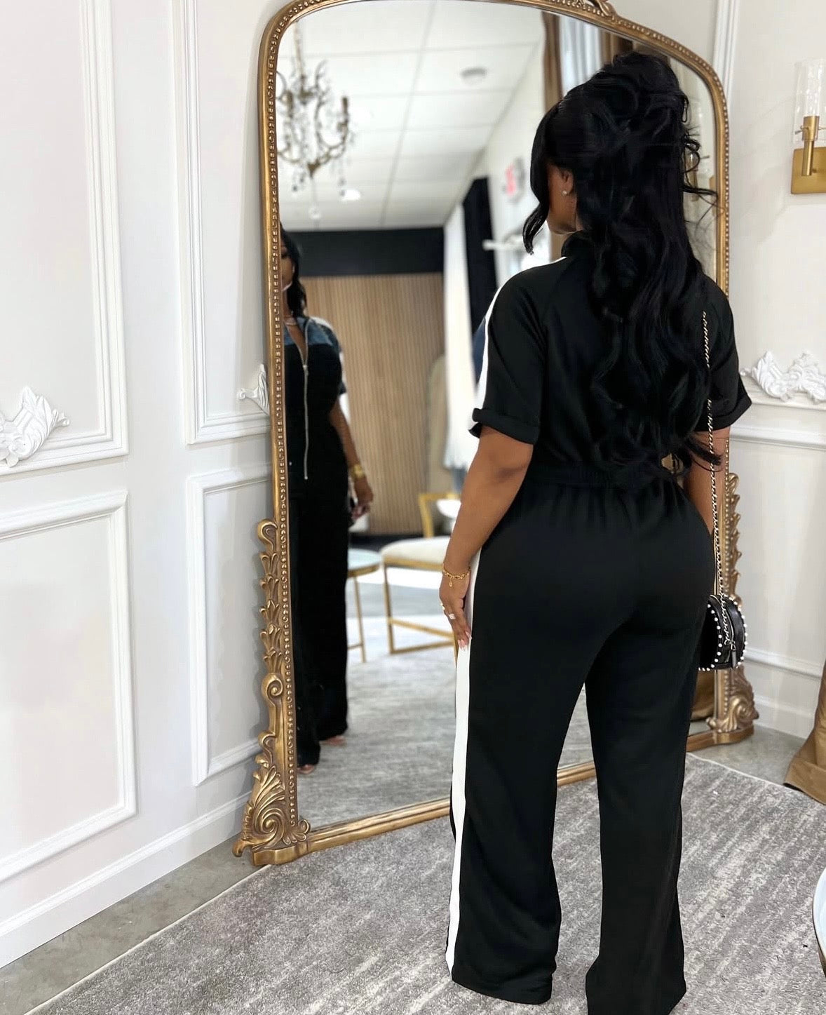 “Runway Stripe” Black Jumpsuit