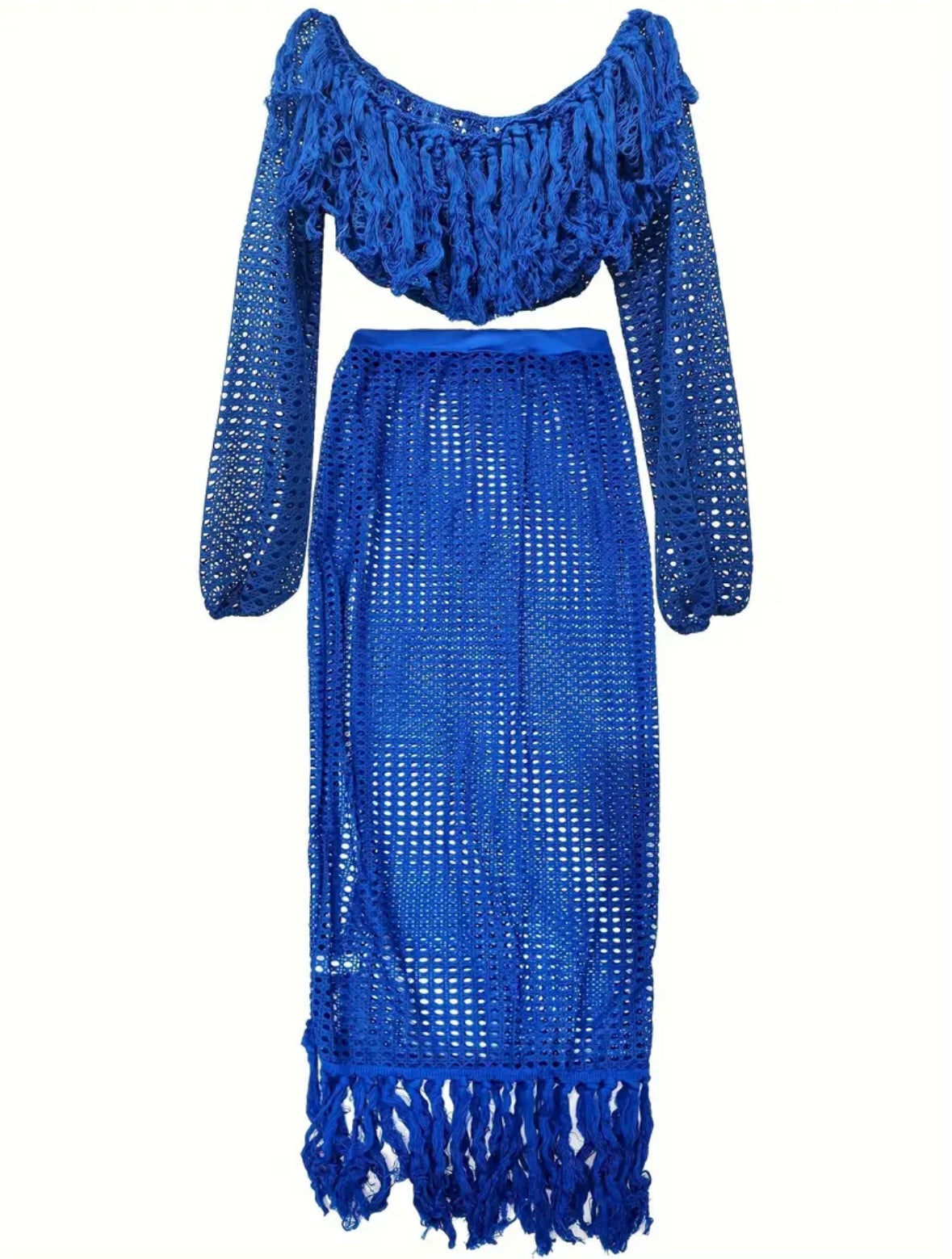 “Tassle Waves” Blue 2 Piece Set
