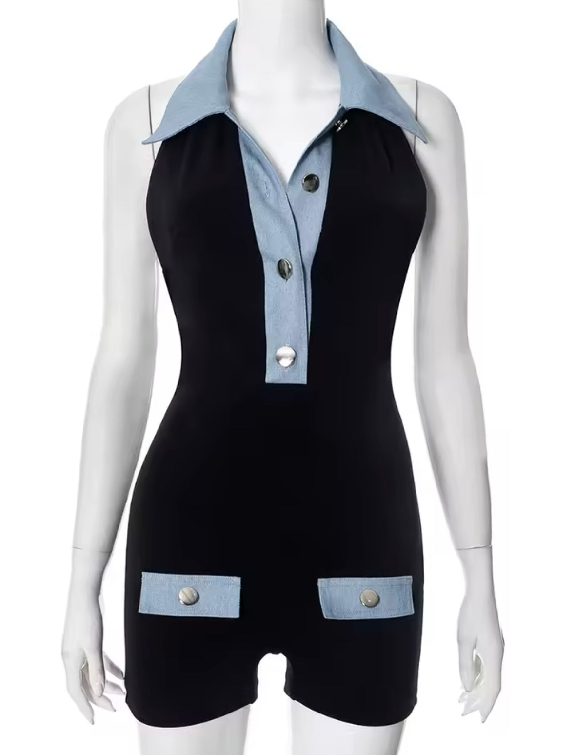 “Alexis” Black Romper