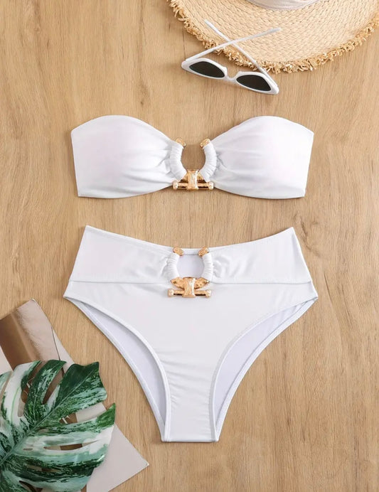 “Lori” White 2 Piece Swimsuit