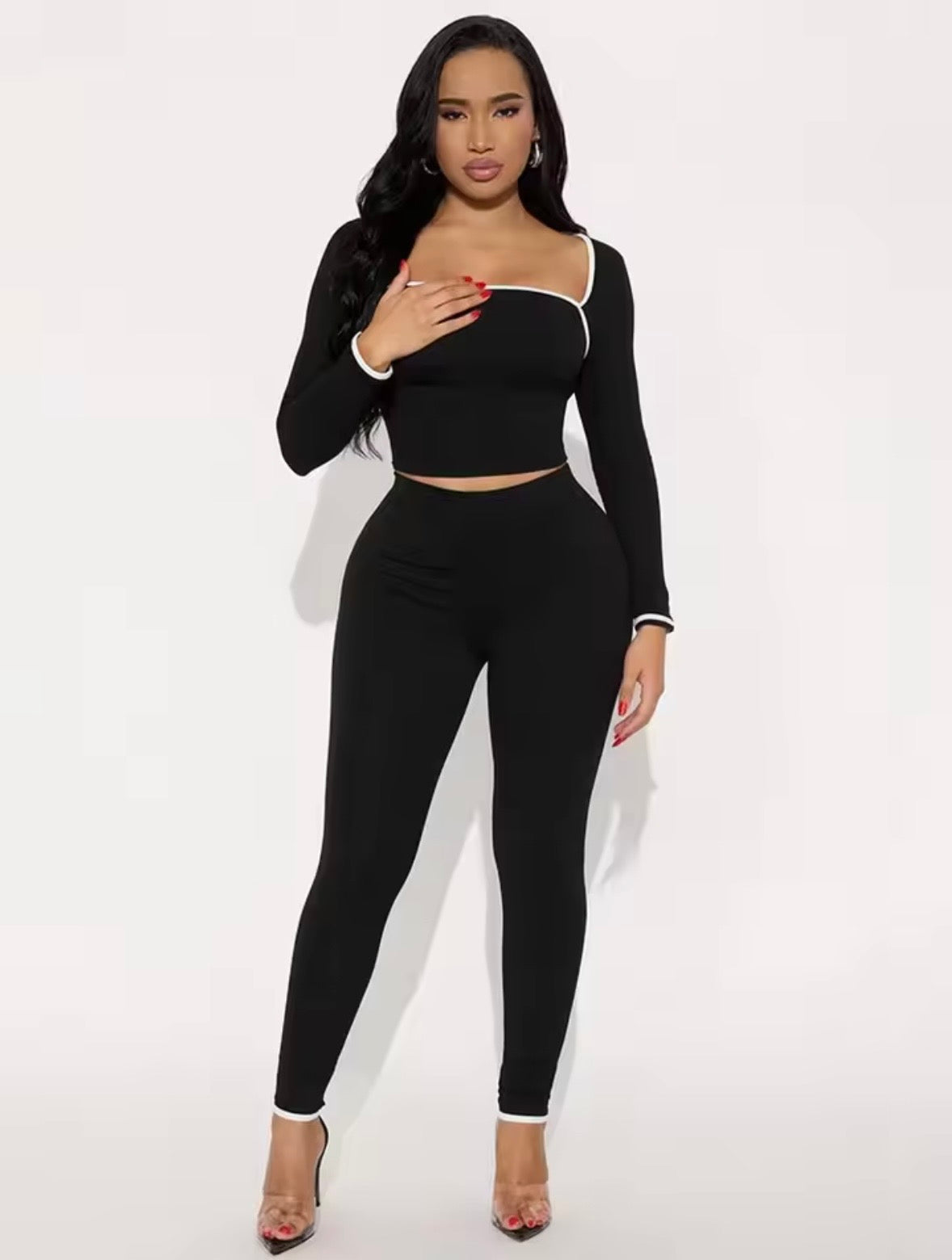 “Curve Line” Black 2 Piece Set
