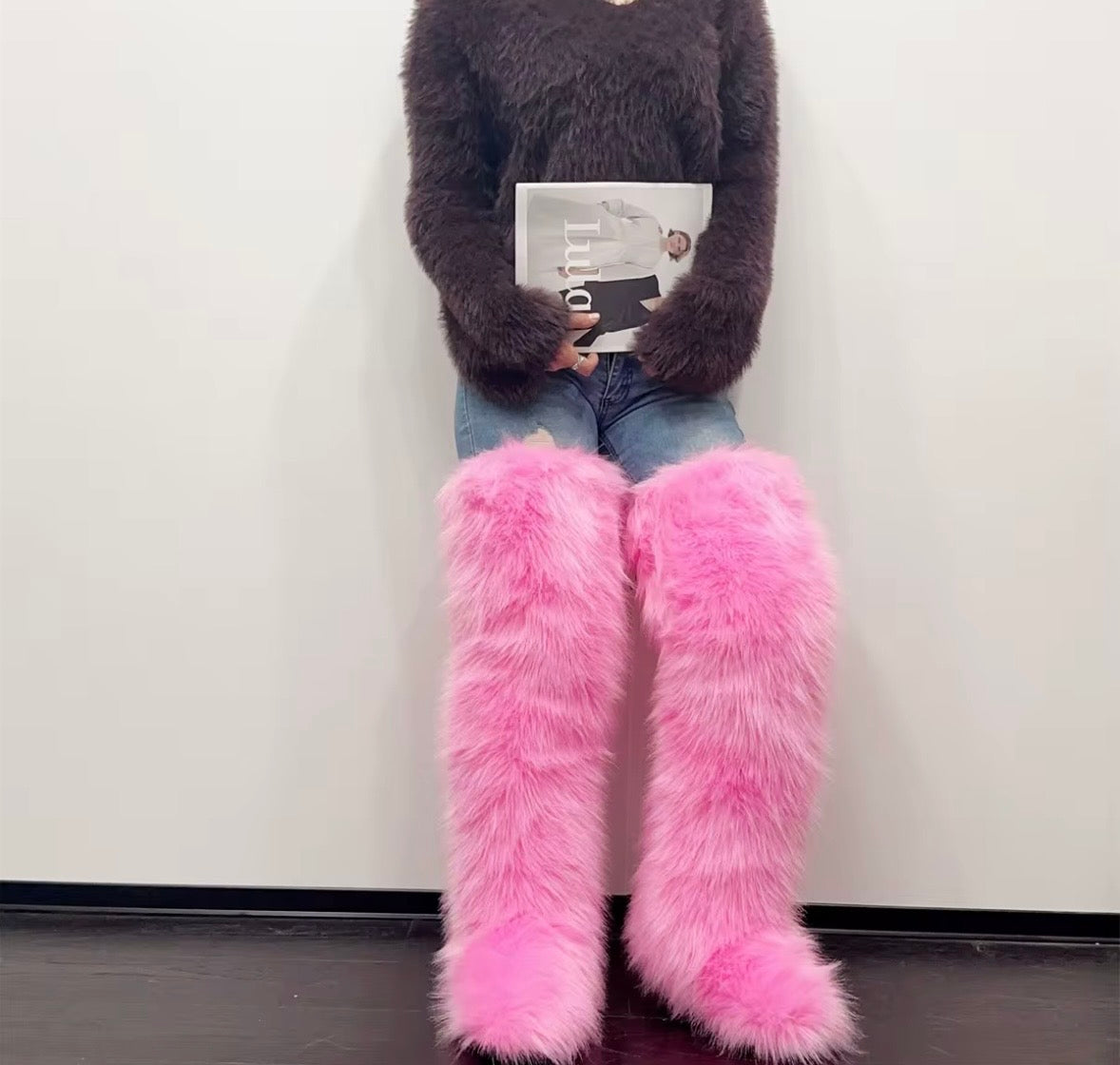 “Purr” Pink Furr Boot