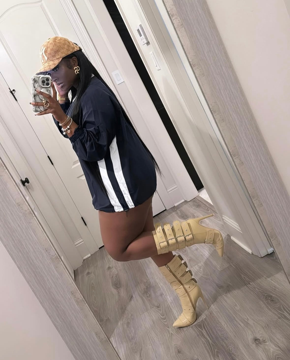 “Windbreaker Jersey” Blue Dress