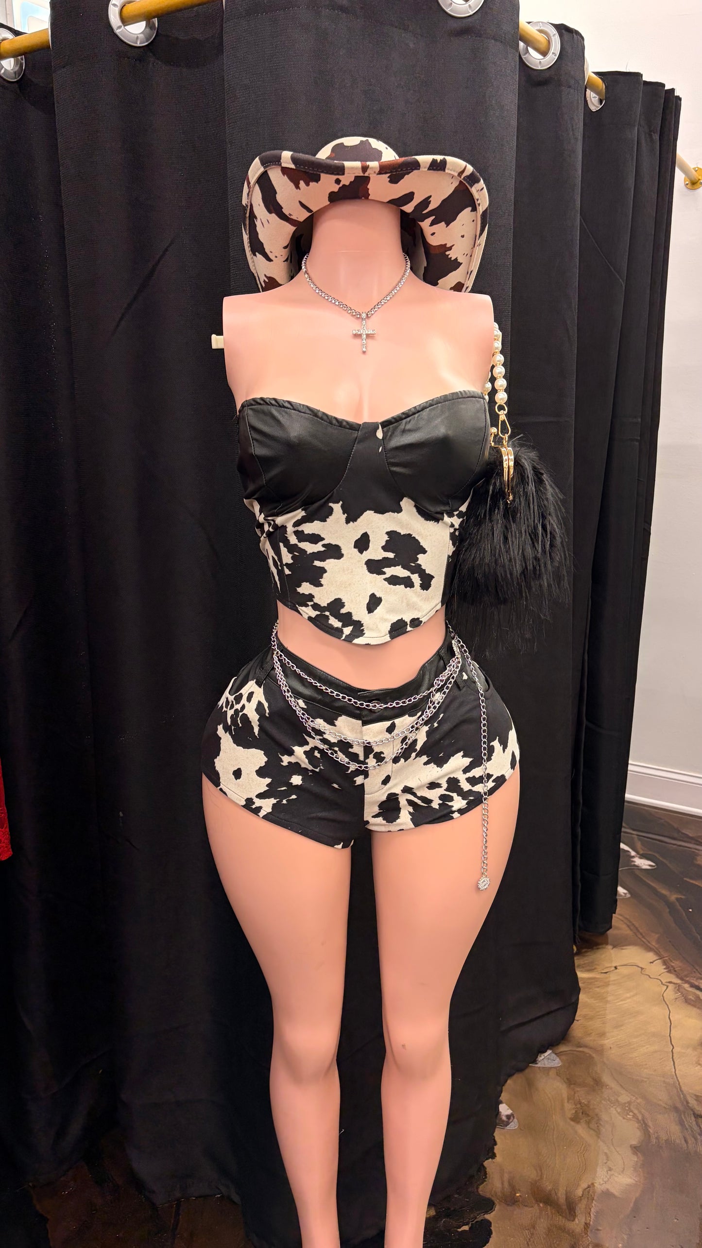 “Cowgirl” Black Leather 2 Piece Set