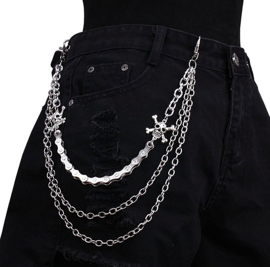 “Skull Head” Silver Chain Belt