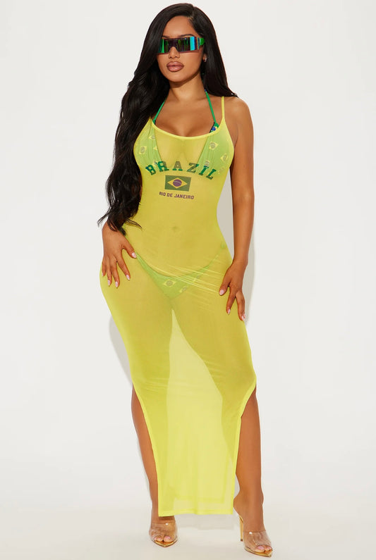 “Brazil” Yellow Swimsuit Coverup