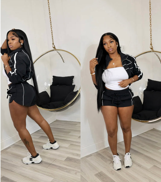 “Windbreaker” Black 2 Piece Set
