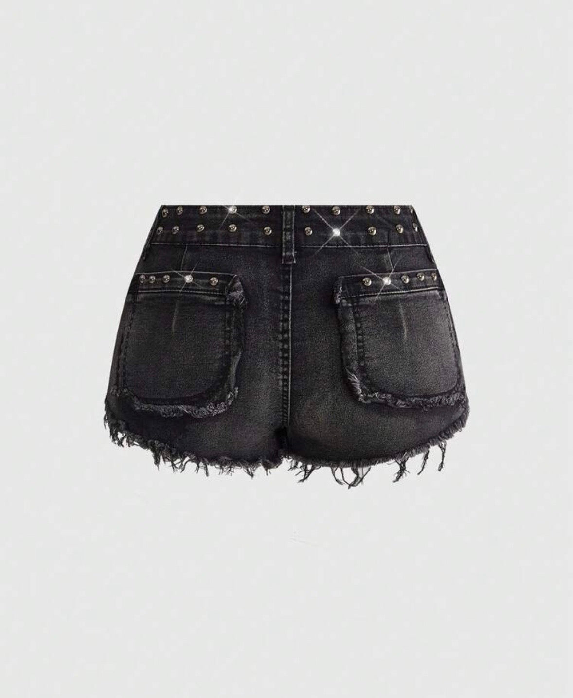 “Strona D” Black Denim Shorts