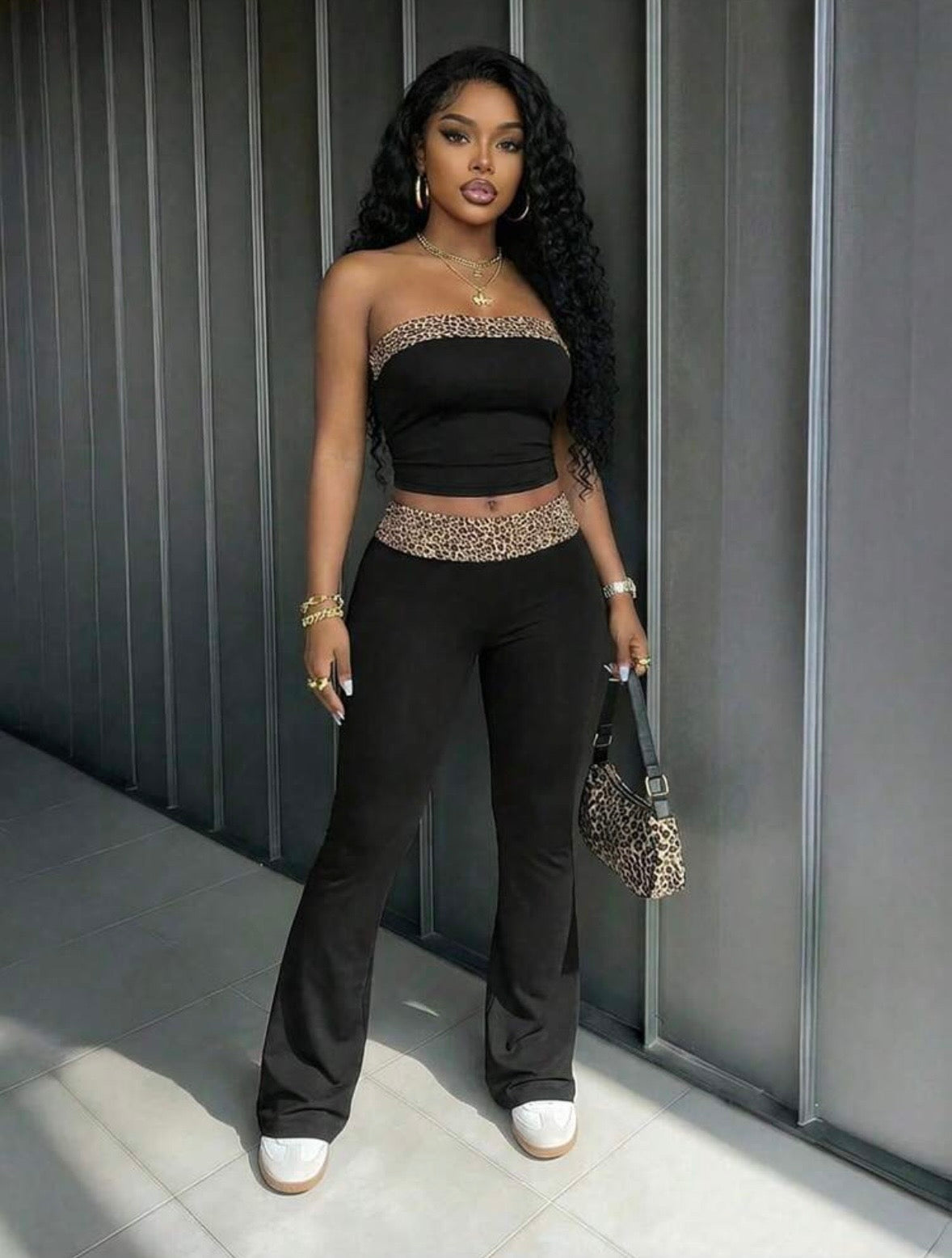 “Praline Leopard” Black 2 Piece Set