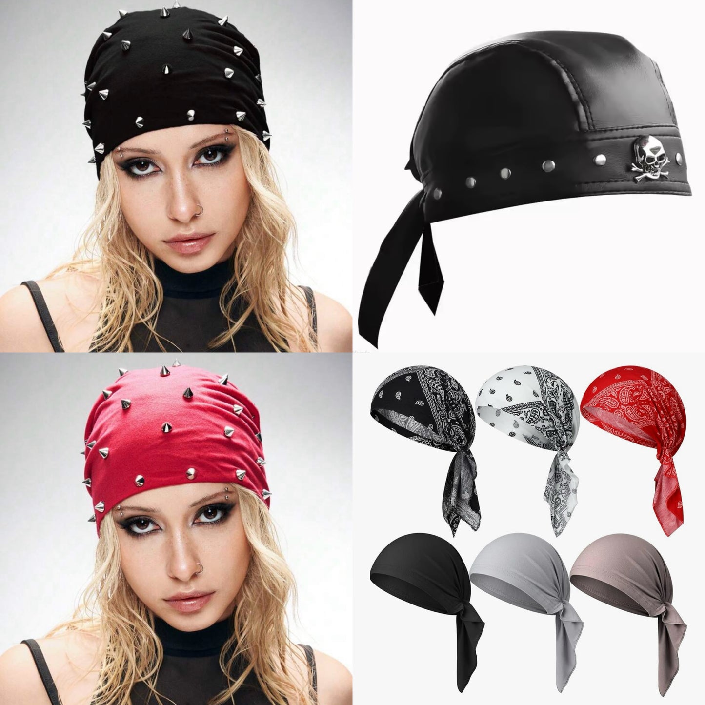 “Spiked” Black Biker Cap