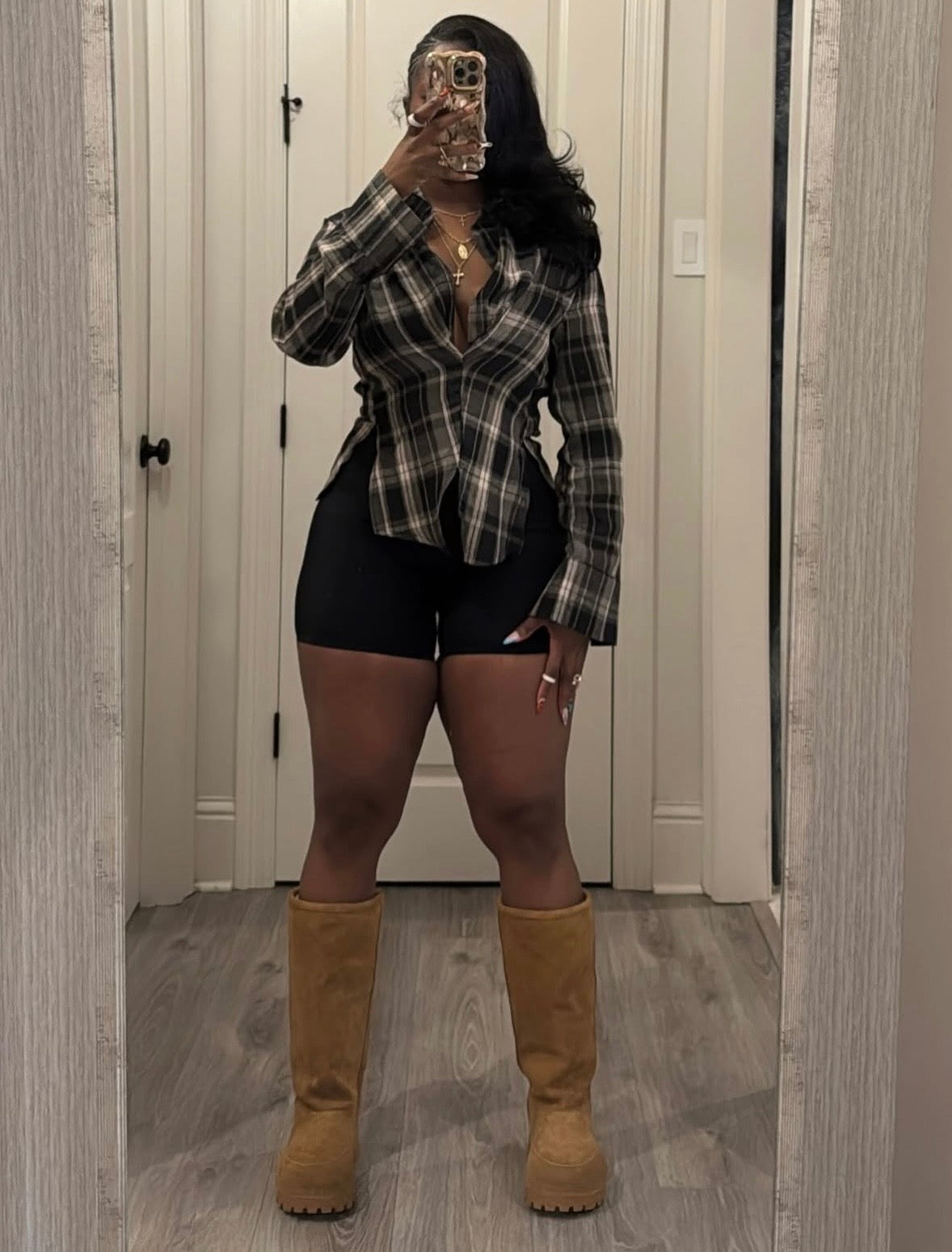 “Femme Flannel” Brown Top