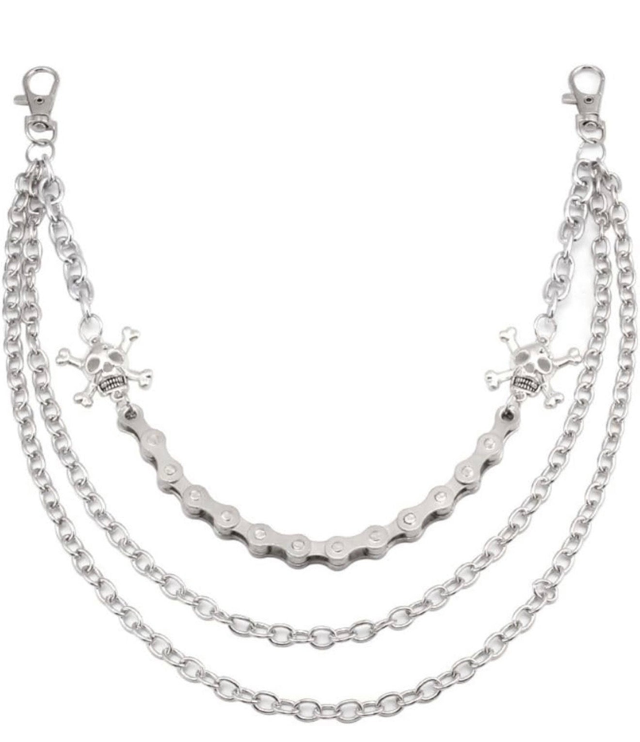 “Skull Head” Silver Chain Belt