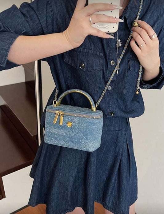 “Harlem Square” Denim Handbag
