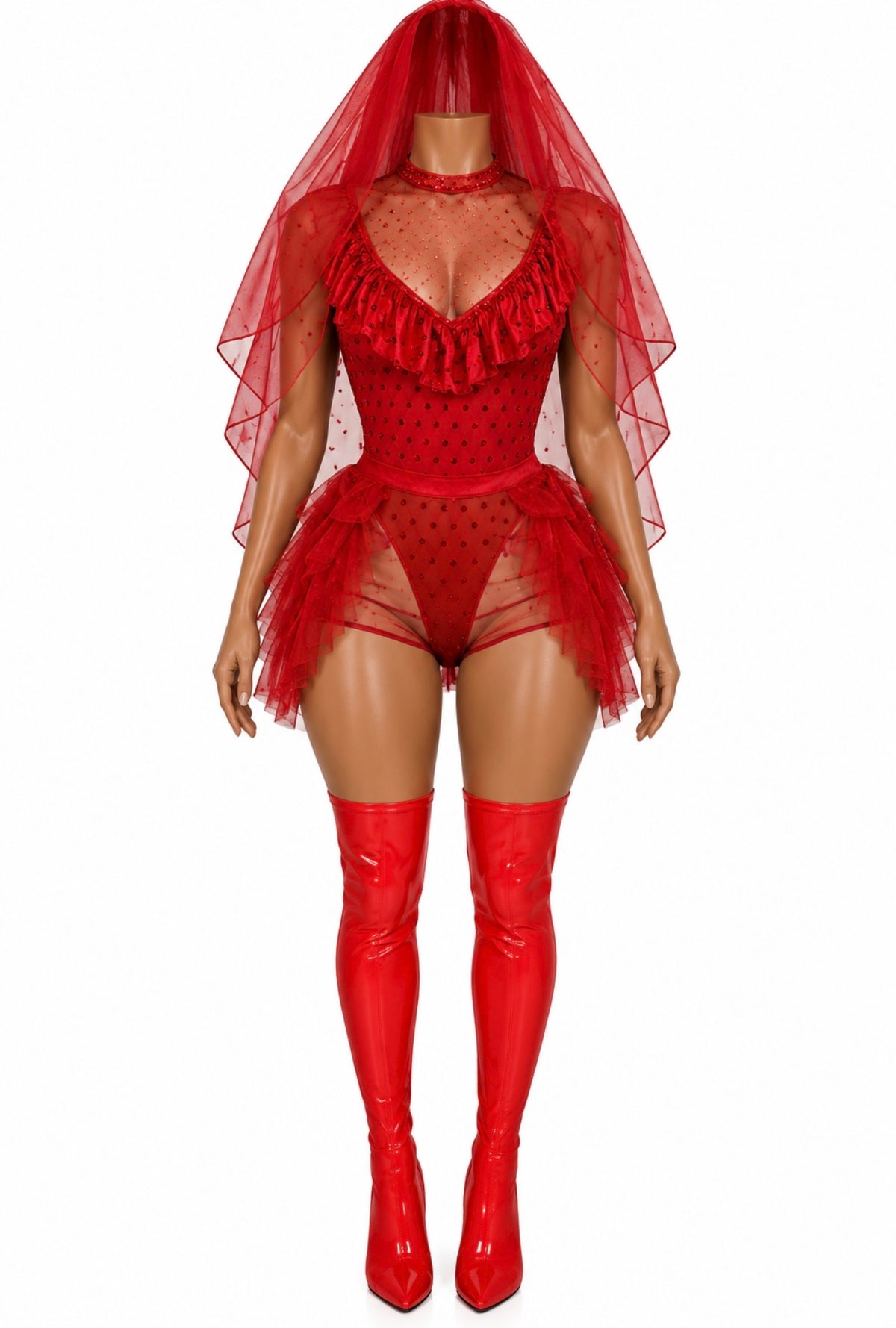 “Deadly Bride” Red 3 Piece Costume Set